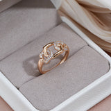 Awesome Luxury Geometric Hexagon Rolled 14K Rose Gold AAA Zircon Diamonds Hollow Rings For Women Fine Jewelry Gift