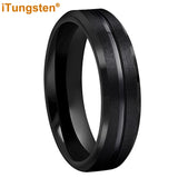 Elegant Grooved Beveled Finish 6mm 8mm Popular Sandblast Tungsten Engagement Wedding Band Ring for Men Women