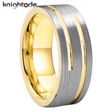 Amazing Flat Brushed Finish 8mm 2 GrooveTungsten Carbide Wedding Engagement Comfort Fit Ring/Band For Men Women