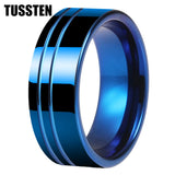 Beautiful 2 Grooves Finish Great Workmanship 8MM Men Women Flat Comfort Fit Wedding Band Tungsten Finger Rings