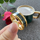 Black Blue Carbon Fiber Inlay Shiny Bevel Edges 6/8MM Men and Women Tungsten Comfort Fit Wedding Band