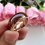 Dark Wood Inlay Domed Polished 8mm 6mm 4mm Men Women Tungsten  Comfort Fit Wedding Band Fashion Jewelry Ring