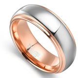 New Arrival Domed Polished Step Rose Gold Color 4mm 6mm 8mm  Comfort Fit Tungsten Carbide Ring - Wedding Band