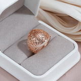 New Big Size Elegant Rolled 14K Rose Gold with AAA+ Cubic Zirconia Diamonds Rings - Bride Wedding Party Jewelry