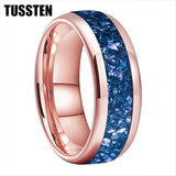 Awesome Blue Crystal Stone Inlaid 4/6/8MM Men's and Women's Comfortable Fit Wedding Tungsten Rings