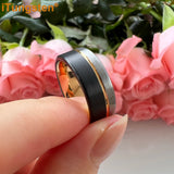 Terrific Offset Groove Brushed Finish 6mm 8mm Mens Womens Tungsten Carbide Ring Comfort Fit Wedding Bands