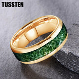 Green Moss Agate Inlay 6/8MM Dome Edges Tungsten Carbide Rings Mens Womens Fashion Engagement Wedding Bands