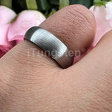 Superb Blue Domed Brushed 6mm 8mm  Tungsten Carbide Ring for Men and Women Comfort Fit Engagement Wedding Band