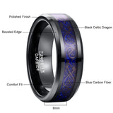 Black 8mm Blue Dragon Tungsten Carbide Soul Mate Ring for Men Wedding Jewelry - Best Gift for Men