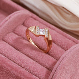 New Design Luxury Square AAA Cubic Zircon Diamonds Rolled Rose Gold of 14-Karat Purity Fine Jewelry Rings For Women