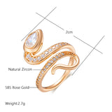 Luxury New Design 14K Rolled Rose Gold AAA+ Zirconia Diamonds Full Pave Snake Ring for Women - Party Luxury Jewelry