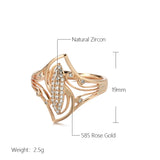 New Luxury Hollow White AAA Cubic Zircon Diamonds Rings For Women with Rolled 14K Rose Gold Party Fine  Jewelry Gift