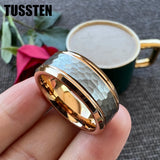 Fabulous Black/Gold/Rose/Original Color 8MM Men Women Comfort Fit Hammer Ring Tungsten Wedding Band