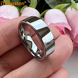Flat Polished 6mm 8mm Men Women Tungsten Carbide Wedding Band Fashion, Forever Comfort Fit Rings