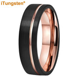 Terrific Offset Groove Brushed Finish 6mm 8mm Mens Womens Tungsten Carbide Ring Comfort Fit Wedding Bands