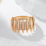 Geometric Rolled 14K Rose Gold AAA Zircon Diamonds Setting Modern Creative Design Fashion Jewelry Ring For Women