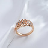 Luxury Double Metal Beads Rolled 14K Rose Gold Chain AAA Zircon Diamonds Rings for Women Personality Trendy Jewelry