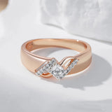 Luxury Fashion Creative Filled 14K Rose Gold Silver Color Mix with AAA Zircon Diamonds Fine Rings For Women