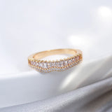 Luxury AAA+ Zircon Diamonds Full Paved Rings For Women 14K Filled Rose Gold Vintage Daily Quality Jewelry