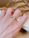 New Elegant Geometric Hexagon Square Filled 14K Rose Gold AAA Zircon Diamonds Trend  Jewelry Party Rings for Women