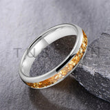 Outstanding Inlaid Gold colored crystal stone 4/6/8MM Men's and Women's Comfortable Fit Wedding Tungsten Ring