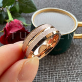 Sandblasted Finish 14K Gold Plated  6/8MM Tungsten Comfort Fit Ring for Men Women - Fashion Engagement Wedding Band