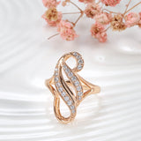 Luxury Hollow Double Curve Geometric Paved Filled 14K Rose Gold AAA+ ZirconDiamonds Rings - Vintage Jewelry
