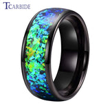 Very Beautiful Domed Polished Bright Opal 8mm Men Women Tungsten Comfort Fit Engagement Wedding Band