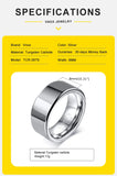 Classic Plain Thickness of 2mm Finger Band 8mm Tungsten Carbide Wedding Bands for Men - Engagement Promise Jewelry