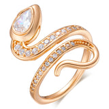Luxury New Design 14K Rolled Rose Gold AAA+ Zirconia Diamonds Full Pave Snake Ring for Women - Party Luxury Jewelry