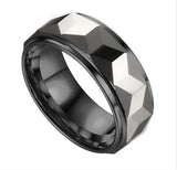 Luxury New Fashion 8mm High Quality Tungsten Steel Geometric Rings For Men Wedding Engagement Bands