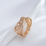 New Unique Cross Design 14K Rolled Rose Gold AAA Zircon Diamonds Big Rings for Women Fashion Modern Party Jewelry