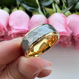 Popular Multicolor 6mm 8mm Men Women Tungsten Hammer Ring Comfort Fit Weddding Band