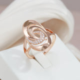 Luxury Spiral Big Size Rolled 14K Rose Gold AAA Zircon Diamonds Micro Wax Inlay Party Wedding Rings Fashion Jewelry