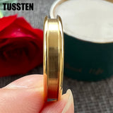 Charming 4MM Tungsten Blank Rings with 2MM Groove For Inlay Channel Polished Shiny Dome Edges Women Wedding Bands