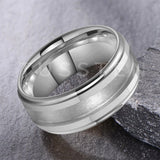 Tungsten Blank Core 3/4MM Groove Stepped Polished 10MM  Comfort Fit Rings and Wedding Bands for Men and Women