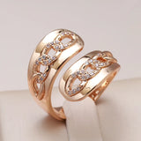 Personality Twist Chain 14K Filled Rose Gold With AAA Zircon Diamonds Rings Fashion Women Rings Party Unusual Jewelry