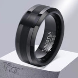 High Quality Black Silver Color Anti Scratch 8mm Tungsten Wedding Bands for Men - Simple Plain Male Wedding Rings