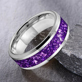 Awesome Purple Crystal Stone Inlaid  6/8MM Men's and Women's Comfortable Fit Wedding Tungsten Carbide Bands