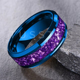 Awesome Purple Crystal Stone Inlaid  6/8MM Men's and Women's Comfortable Fit Wedding Tungsten Carbide Bands