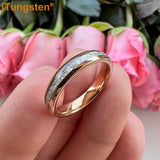 Bright Meteorite Inlay 4mm Popular Women Engagement Wedding Band Tungsten Carbide Comfort Fit Ring