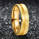 Customized Inlay, 1.5mm Offset Groove Pipe Cut Matte 6MM Gold/Silver Tone Tungsten Blank Core Comfort Fit Rings
