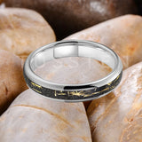 Pleasing Black Inlaid Gold Color Foil 4mm Tungsten Carbide Steel Rings  Wedding Ring for Men and Women Jewelry