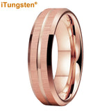 Popular Grooved Brushed Beveled Finish 6mm 8mm Classic Wedding Band Men Women Tungsten Carbide Comfort Fit Ring