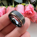Terrific Stepped Brushed Finish 8mm Tungsten Comfort Fit Wedding Rings For Women Men - Classic Jewelry