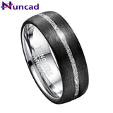 Marvelous Inlaid Carbon Fiber + Imitation Vermiculite 8mm Width Men's Tungsten Carbide Ring Wedding Band