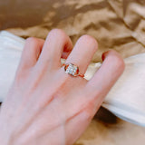 New Elegant Geometric Hexagon Square Filled 14K Rose Gold AAA Zircon Diamonds Trend  Jewelry Party Rings for Women