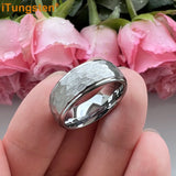 Marvelous Domed Stepped Edges 6mm 8mm Tungsten Hammer Comfort Fit Engagement Wedding Band Men, Women Trendy Jewelry