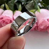 Flat Polished 6mm 8mm Men Women Tungsten Carbide Wedding Band Fashion, Forever Comfort Fit Rings