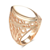 Superb Hollow Pattern Glossy Vintage Fashion Filled 14K Rose Gold Rings For Women - Luxury Ethnic Jewelry